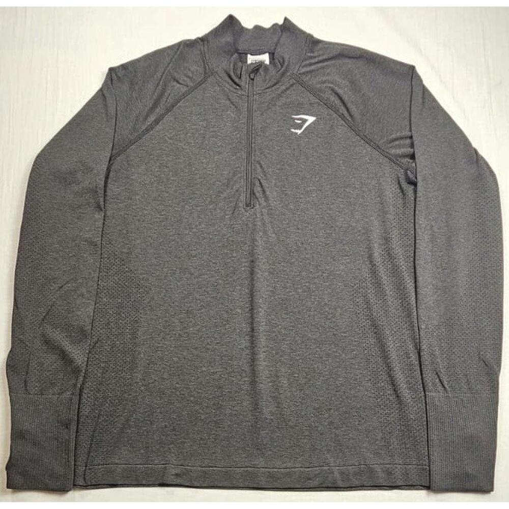 Gymshark Mens Gray Long Raglan Sleeve Mock‎ Neck Zip Pullover Sweatshirt Size M